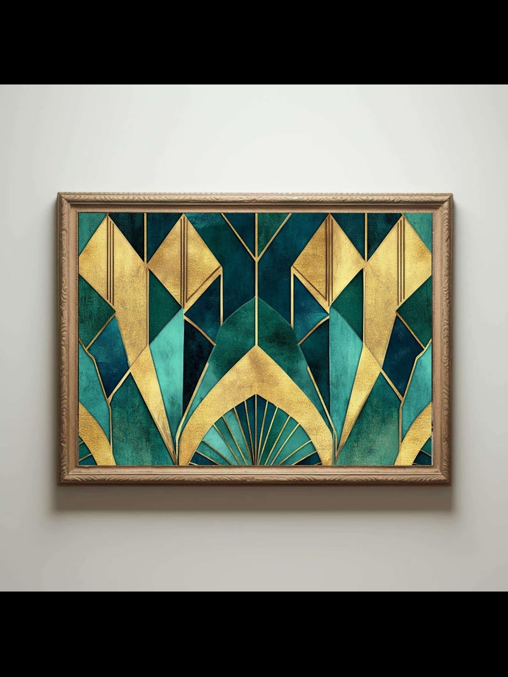 Teal & Gold Art Deco Wall Art Print frame not included 24 inch by 36 inch